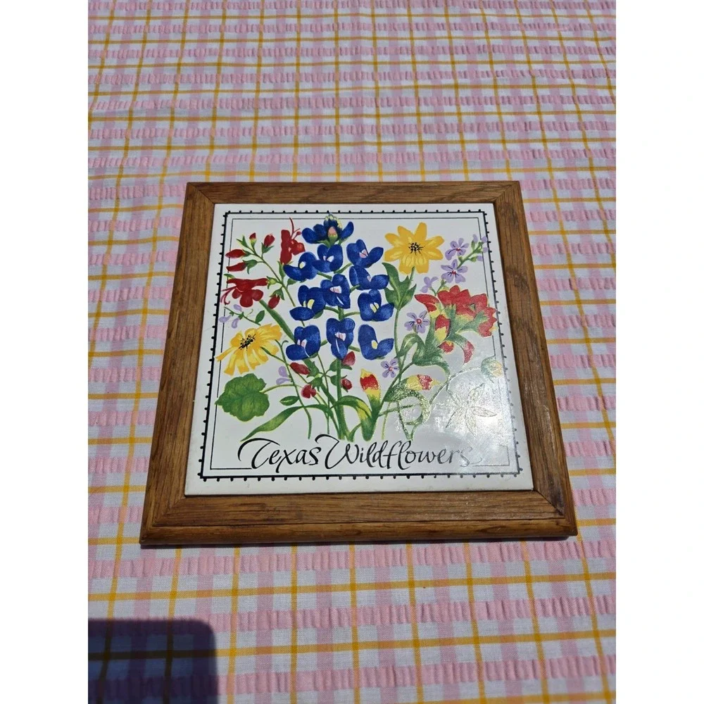 Texas Wildflowers Trivet Tile Kathryn Designs Handcrafted Kitchen Decor